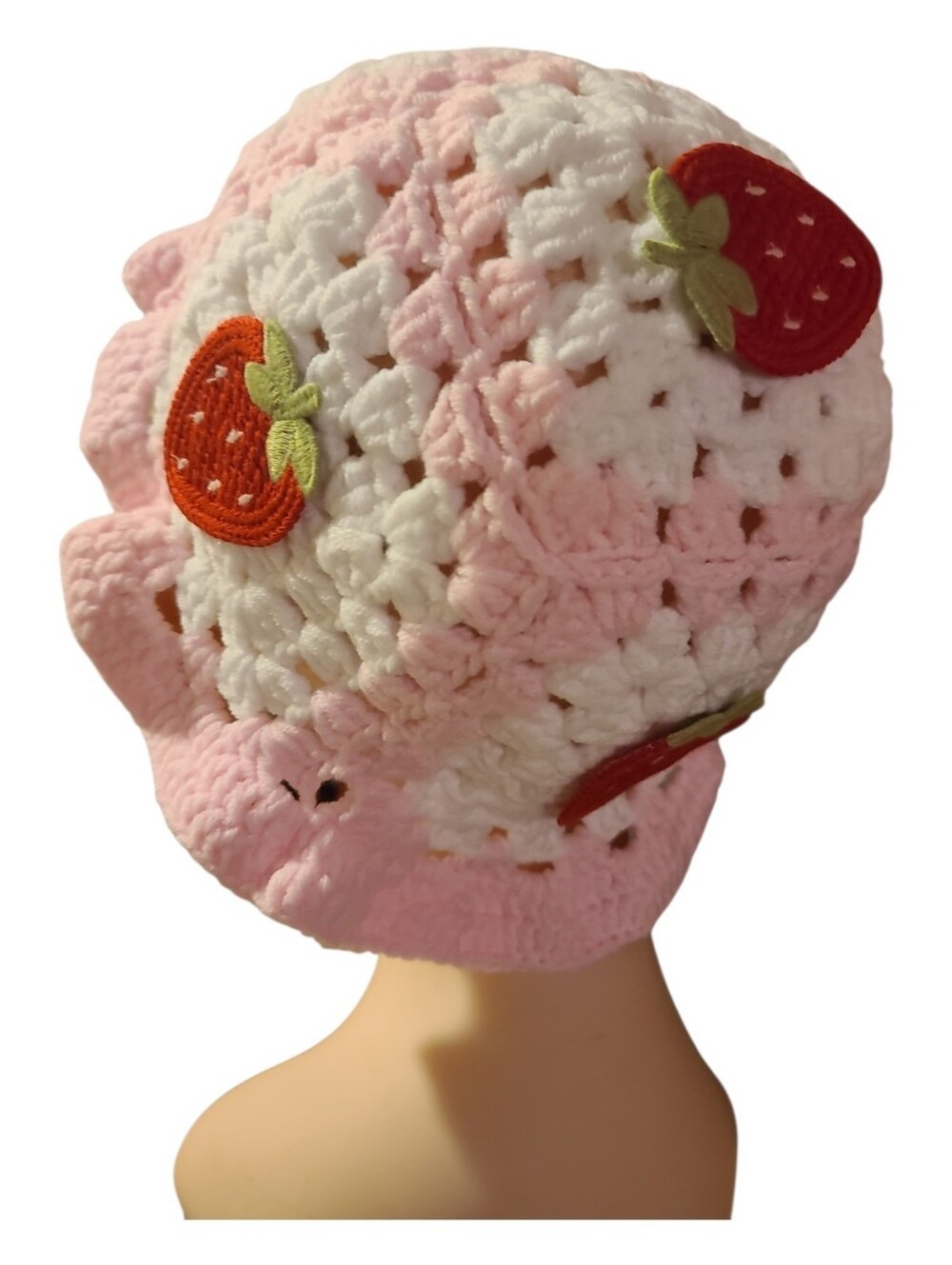 Strawberry Shortcake Ruffle Bucket Hat Coquette Pastel Pink Crochet OSFM